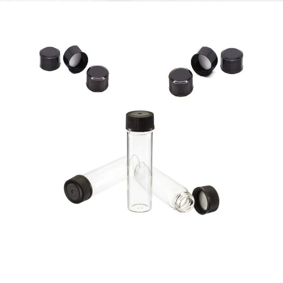 Pack of 100 Glass Vials with Black Phenolic Screw Caps (4ml, Clear) - Picture 3 of 7